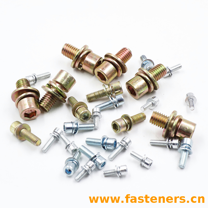DIN912 hexagon socket head combination bolt with flat washer spring